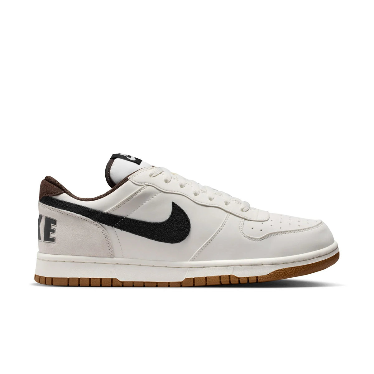 Nike White Low-Top Sneakers with Black Swoosh and Gum Sole