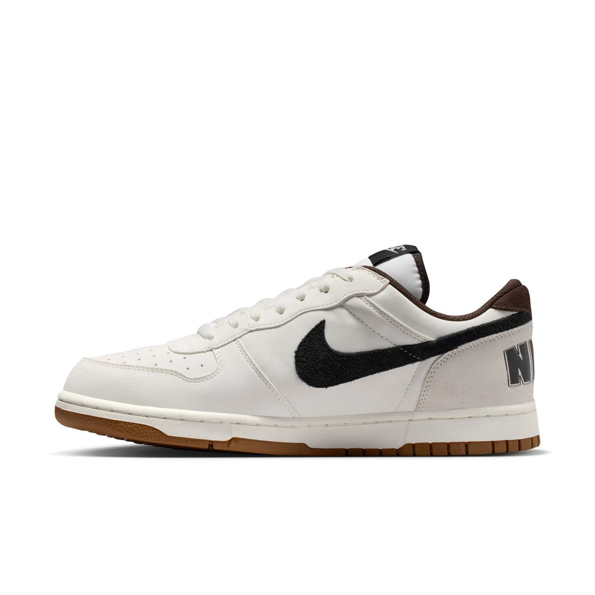 Nike White Low-Top Sneakers with Black Swoosh and Gum Sole