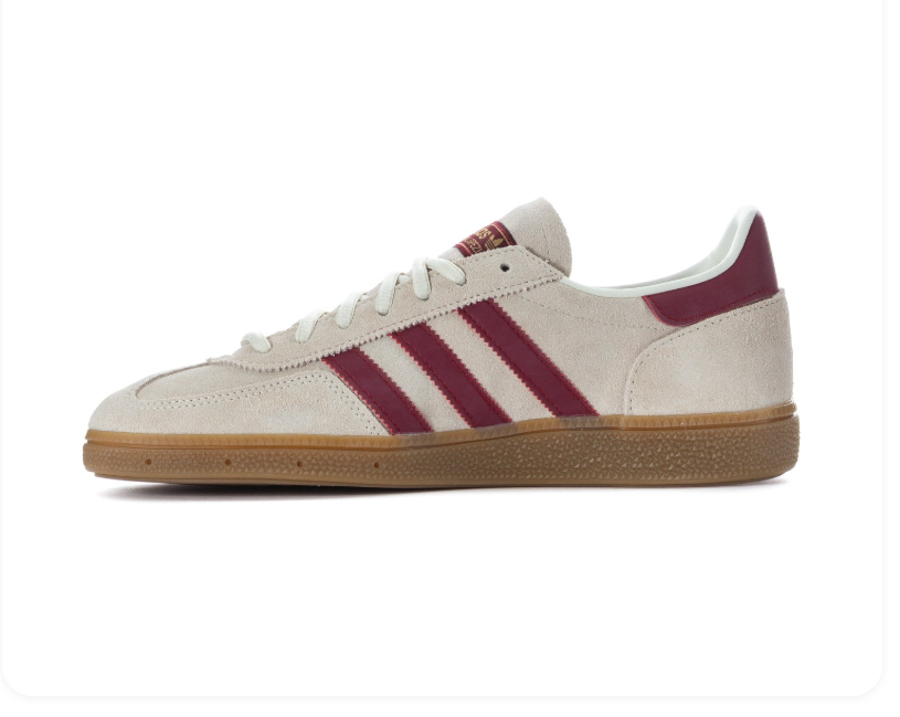 adidas Handball Spezial Cream White Sneakers with Burgundy Stripes