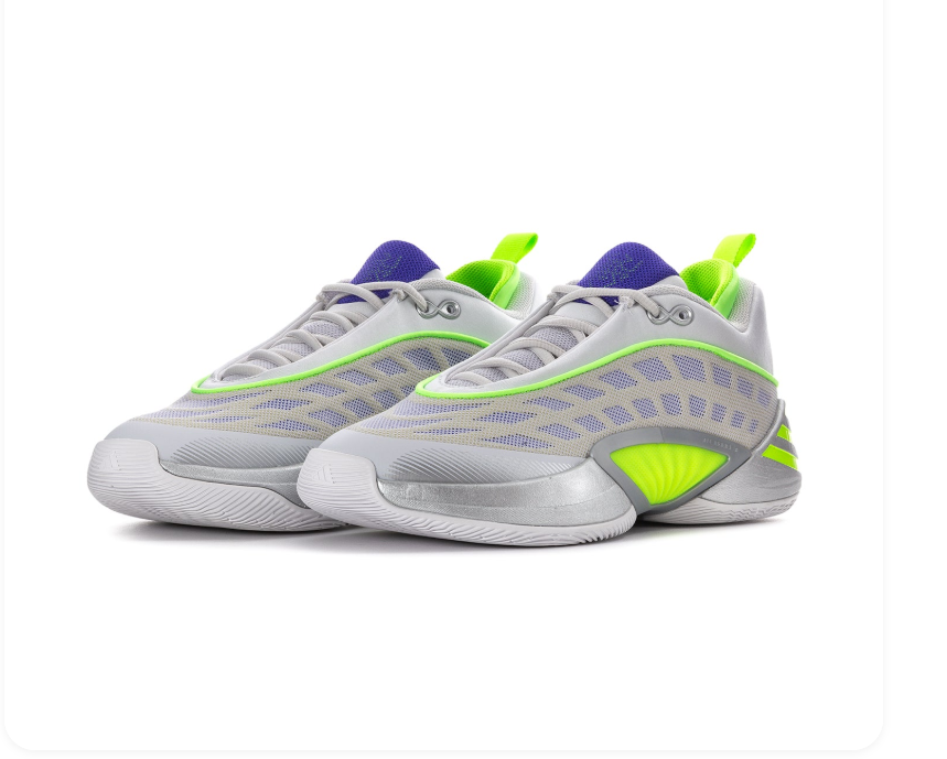 adidas Gray Low-Top Sneakers with Neon Green and Purple Accents