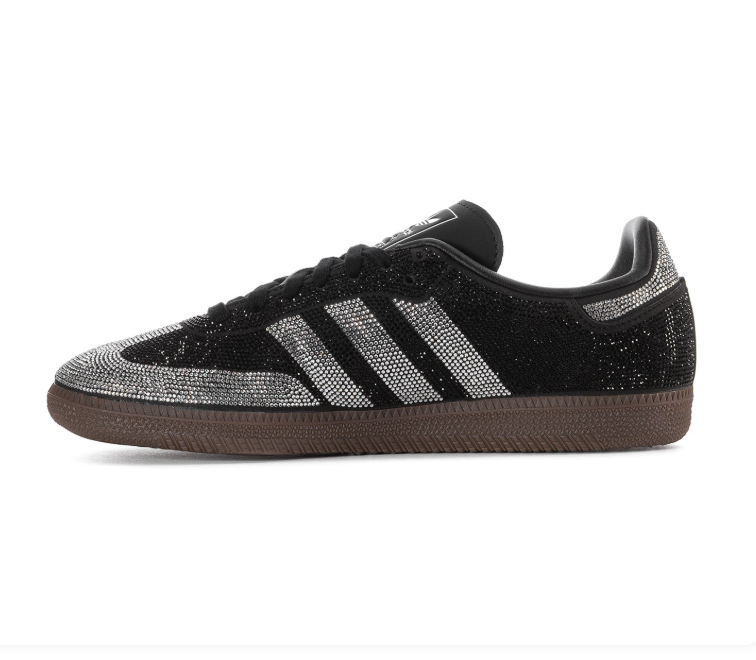 adidas Black Sneakers with Silver Crystal-Style Details
