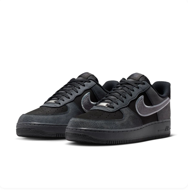 Nike Air Force 1 Low Black and Silver Sneakers