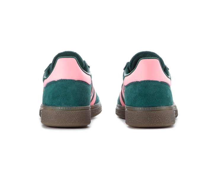 adidas Handball Spezial Green Sneakers with Pink Stripes