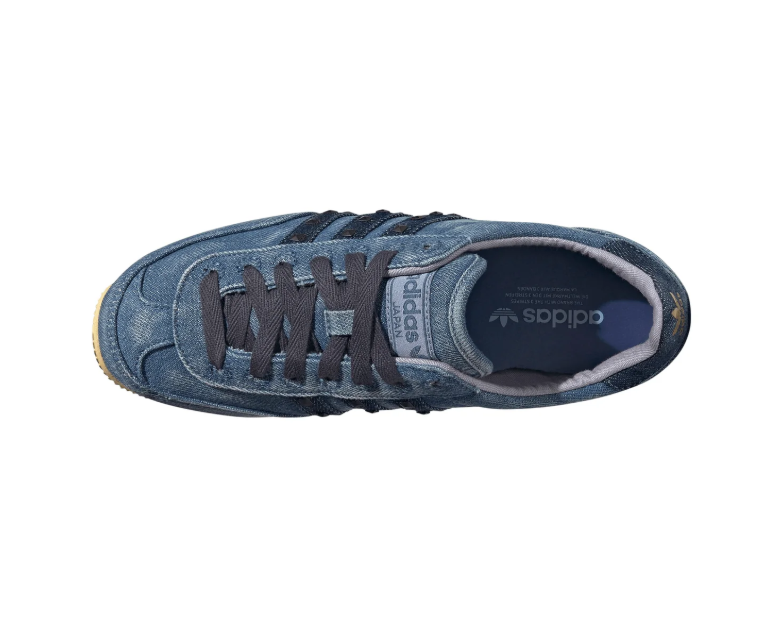 adidas Gazelle Blue Denim-Look Sneakers with Gum Sole