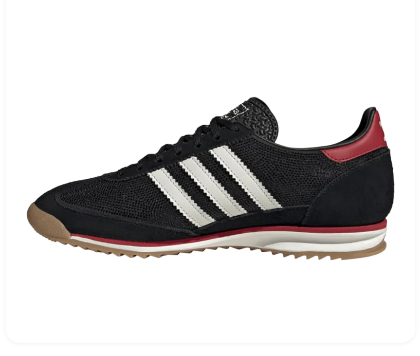 adidas Black Sneakers with White Stripes and Red Accents