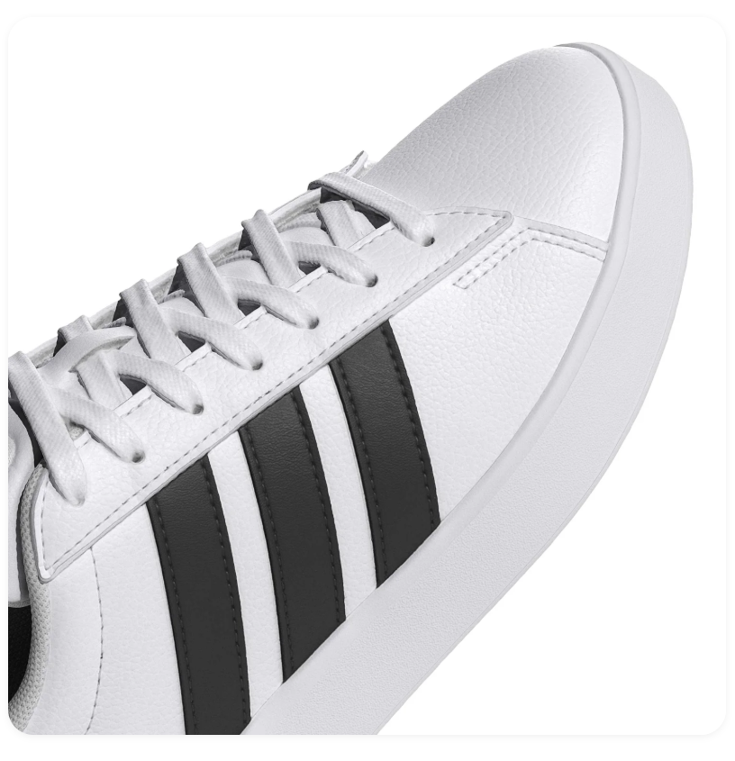 adidas White Low-Top Sneakers with Black Stripes and Cloudfoam Sole