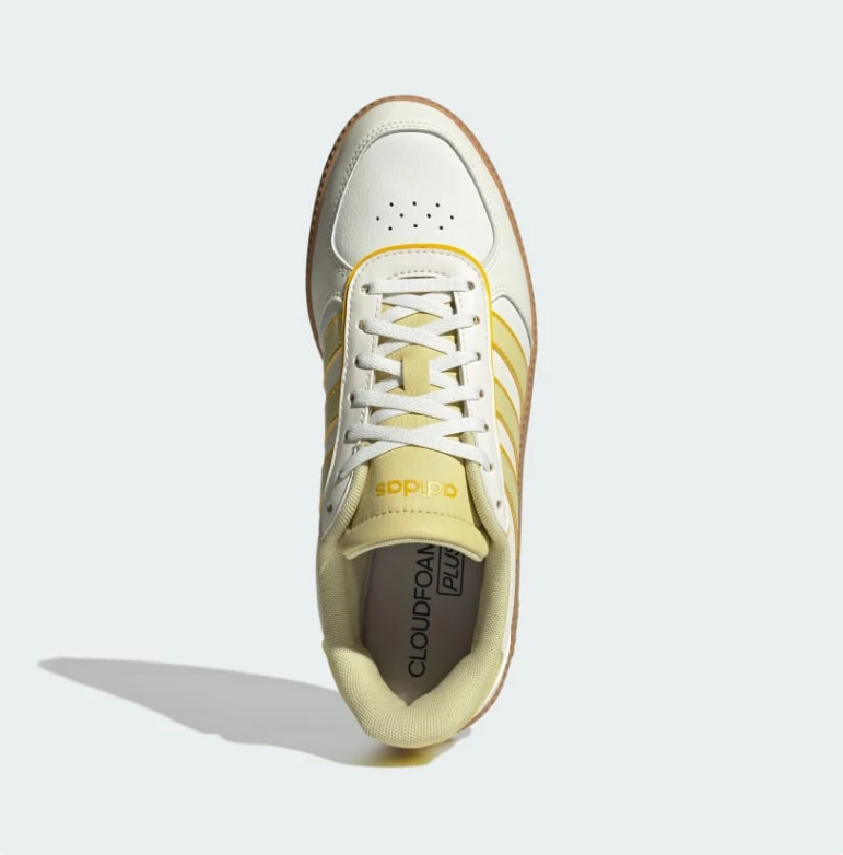 adidas Grand Court Cream Sneakers with Pale Yellow Stripes