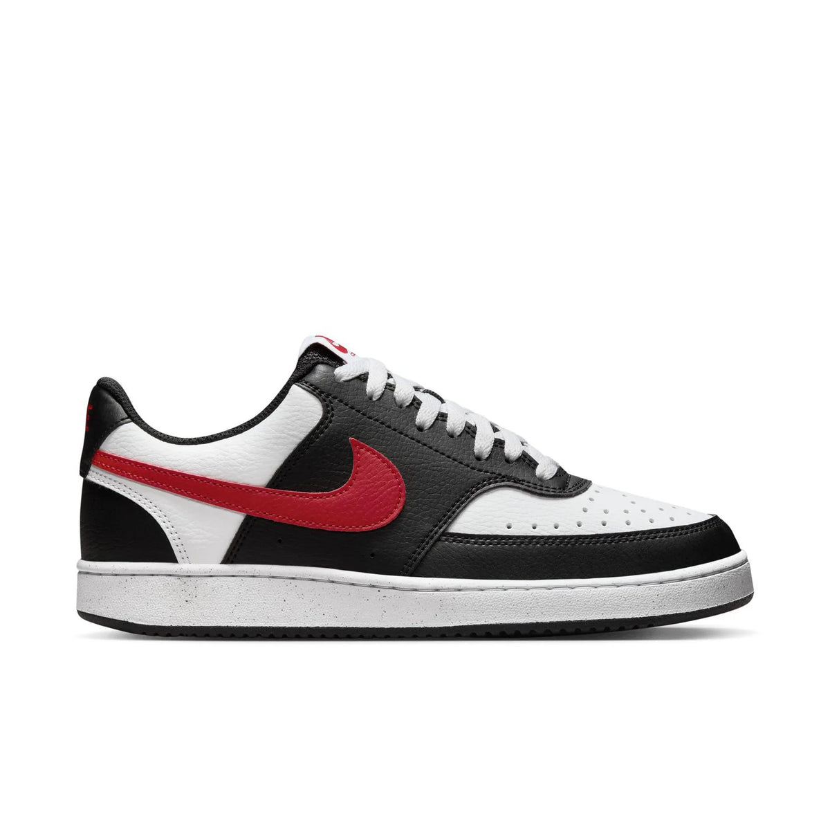 Nike Court Vision Low Black and White Sneakers with Red Swoosh