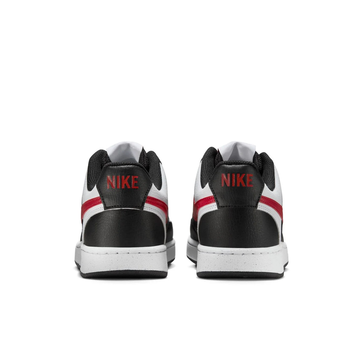 Nike Court Vision Low Black and White Sneakers with Red Swoosh