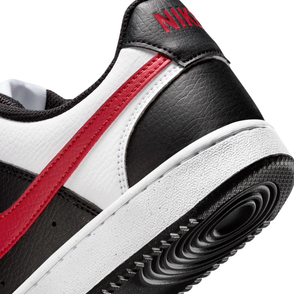 Nike Court Vision Low Black and White Sneakers with Red Swoosh