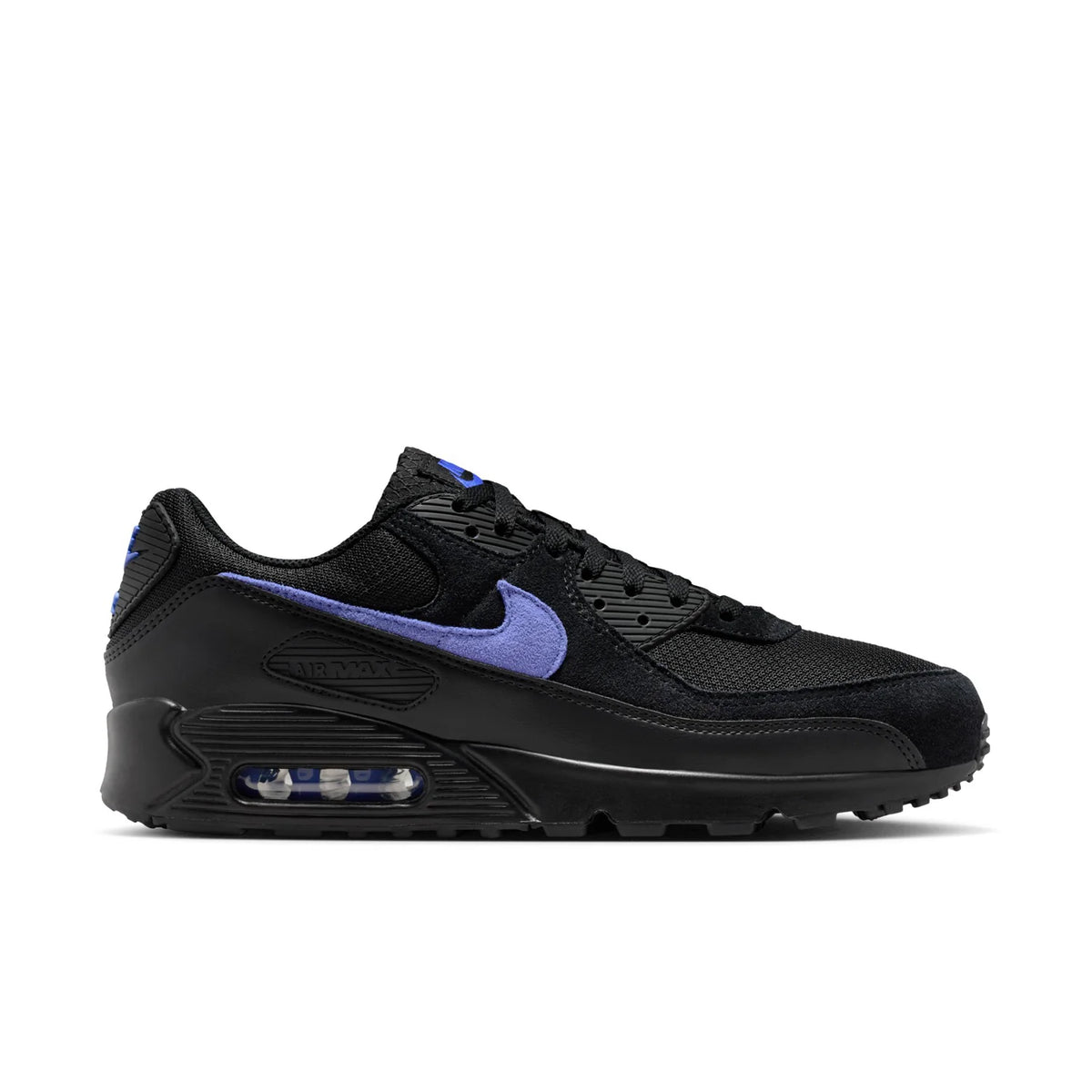 Nike Air Max 90 Black Sneakers with Purple Swoosh