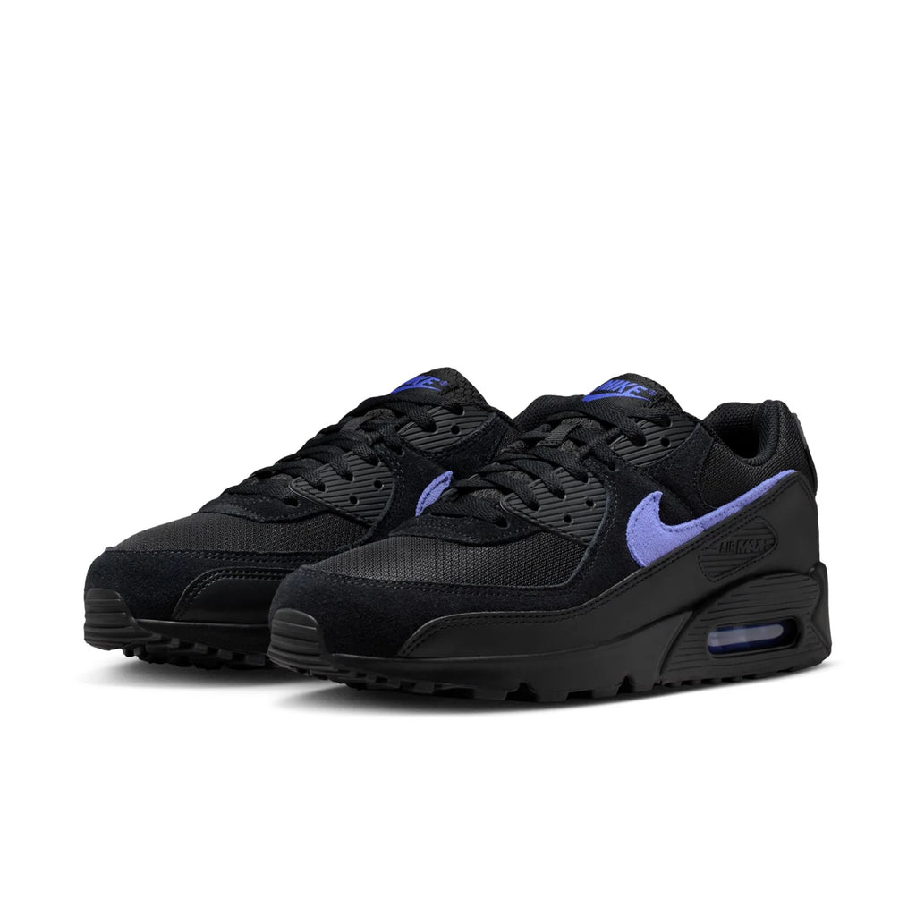 Nike Air Max 90 Black Sneakers with Purple Swoosh