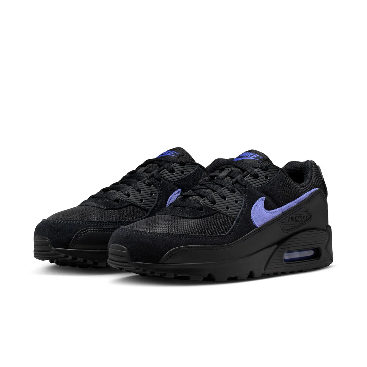 Nike Air Max 90 Black Sneakers with Purple Swoosh