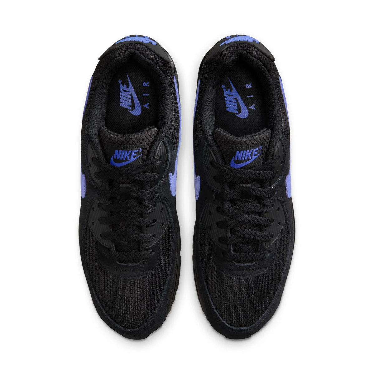 Nike Air Max 90 Black Sneakers with Purple Swoosh