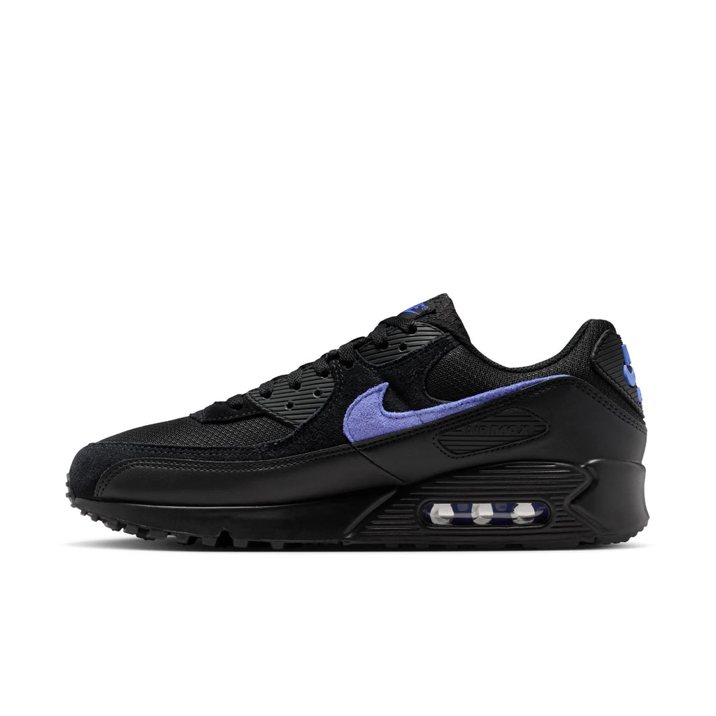 Nike Air Max 90 Black Sneakers with Purple Swoosh