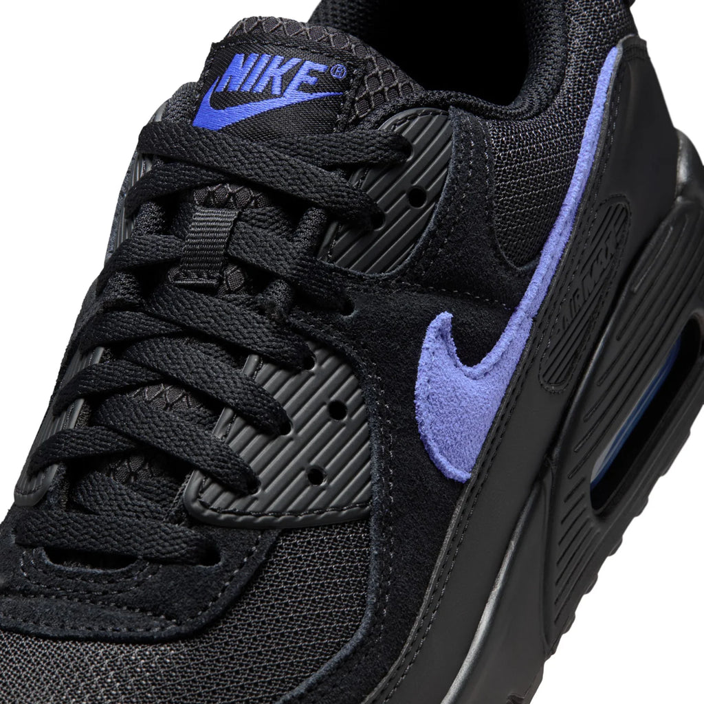 Nike Air Max 90 Black Sneakers with Purple Swoosh