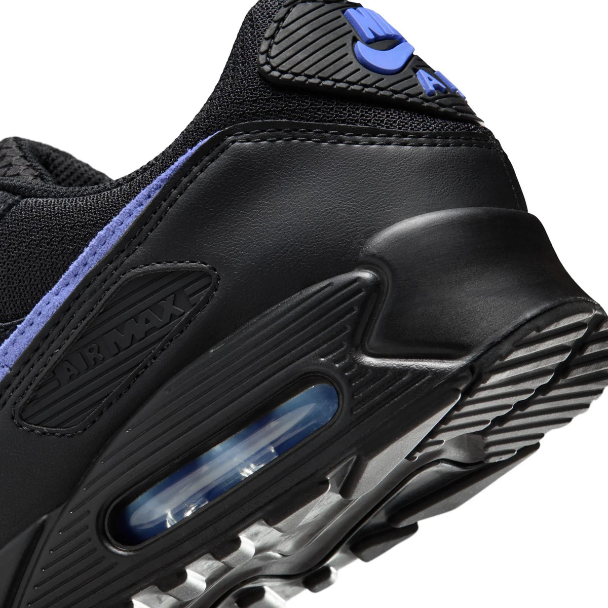 Nike Air Max 90 Black Sneakers with Purple Swoosh