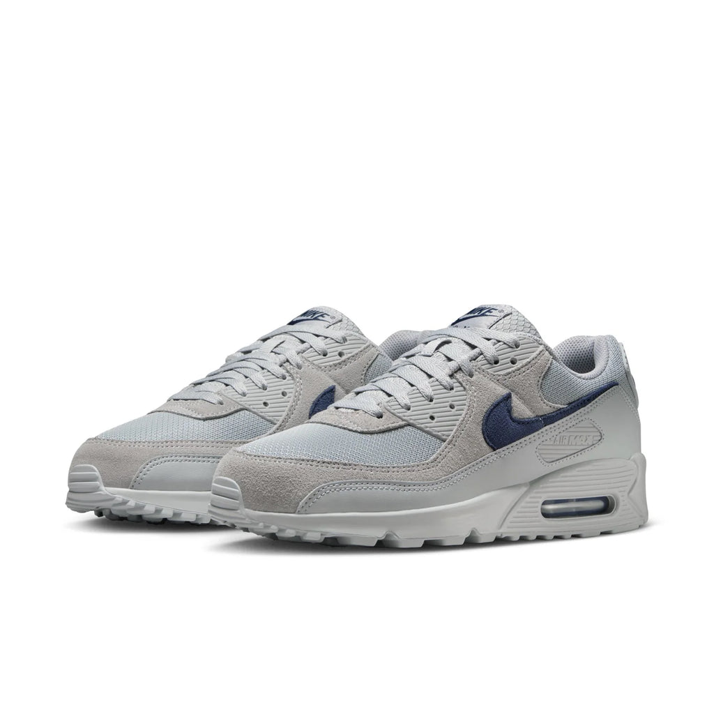 Nike Air Max 90 Light Gray Sneakers with Navy Swoosh