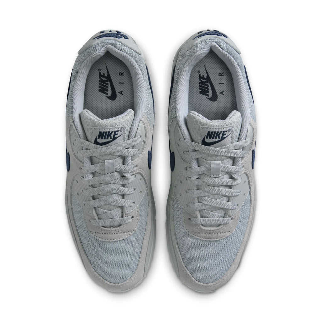 Nike Air Max 90 Light Gray Sneakers with Navy Swoosh