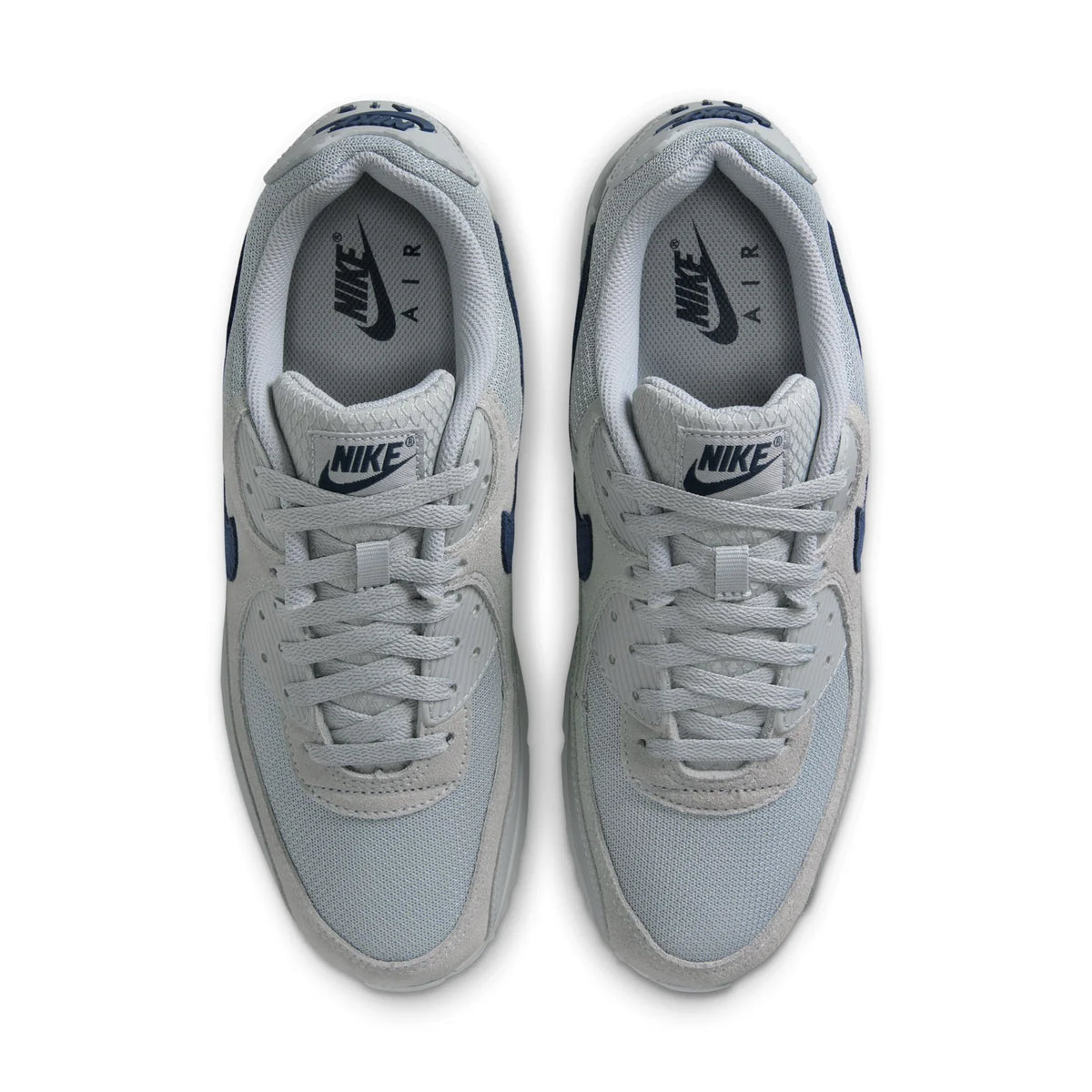 Nike Air Max 90 Light Gray Sneakers with Navy Swoosh