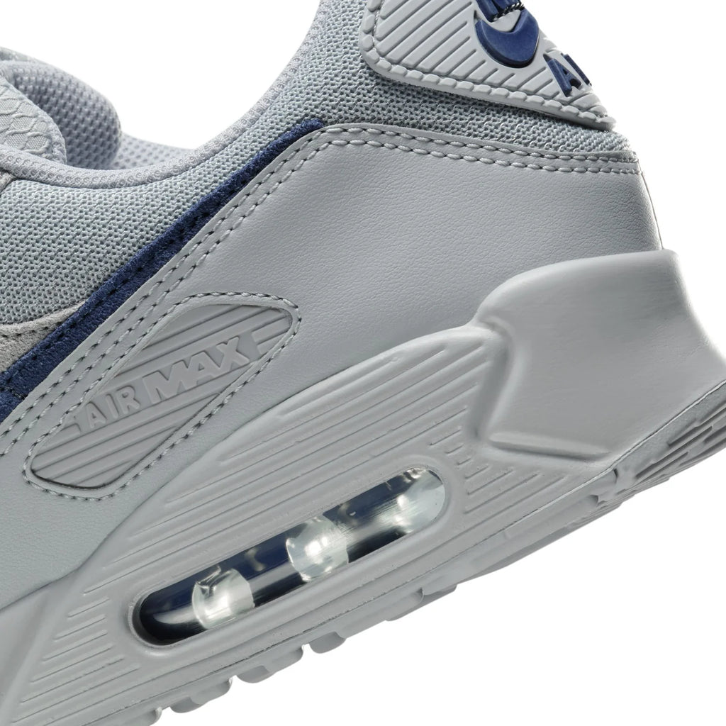 Nike Air Max 90 Light Gray Sneakers with Navy Swoosh