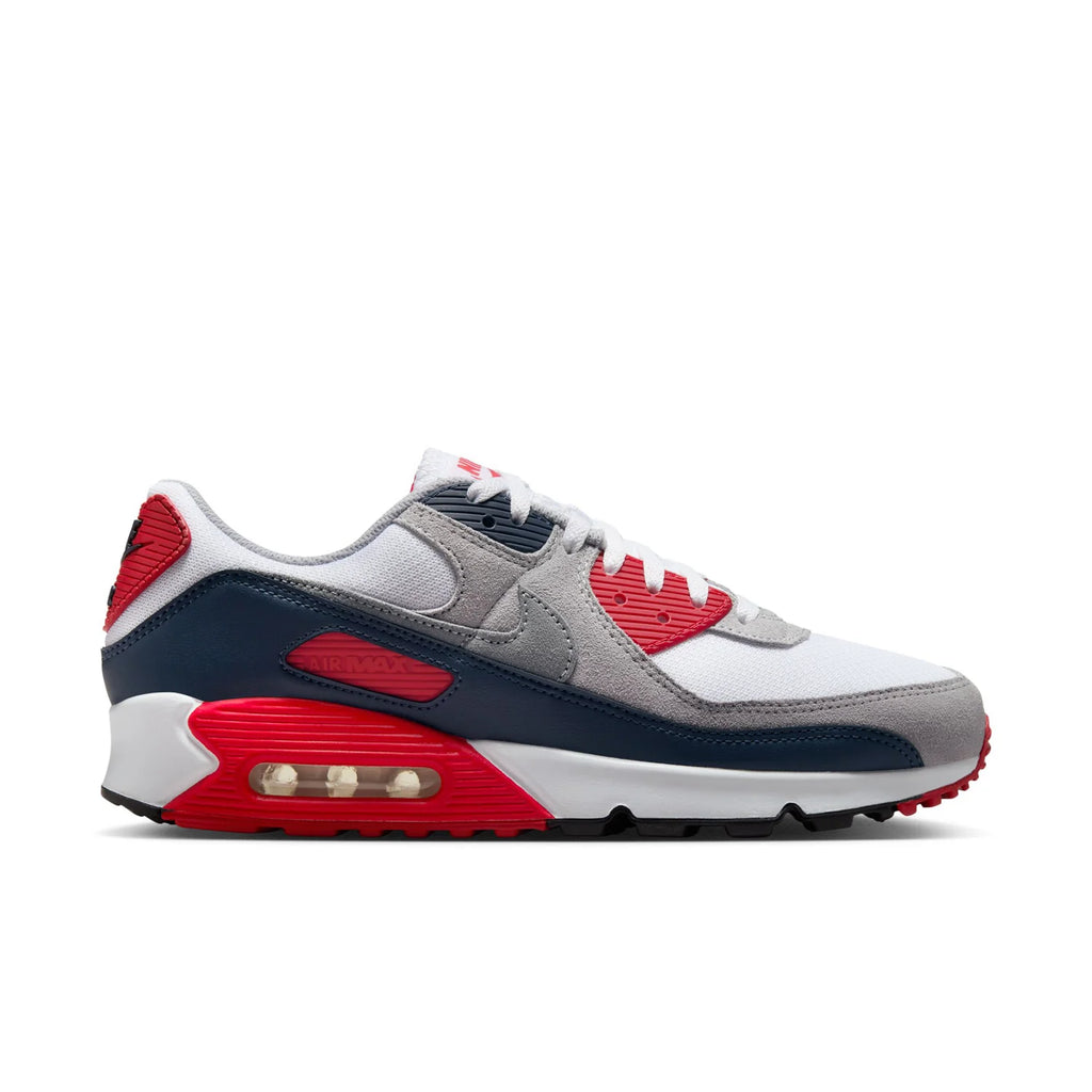 Nike Air Max 90 White Grey Navy and Red Sneakers
