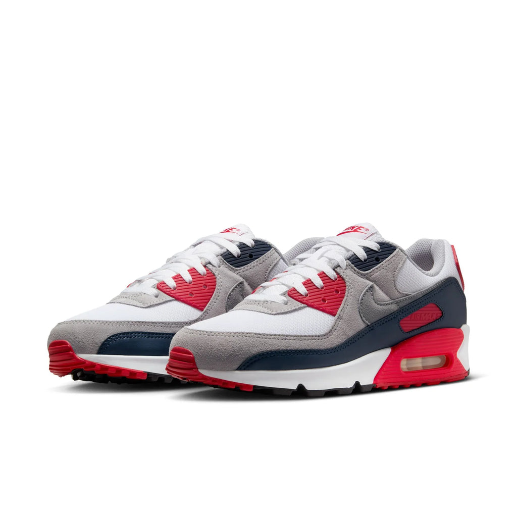 Nike Air Max 90 White Grey Navy and Red Sneakers