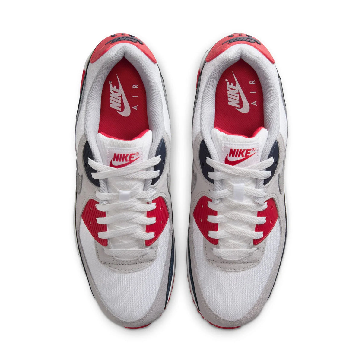 Nike Air Max 90 White Grey Navy and Red Sneakers
