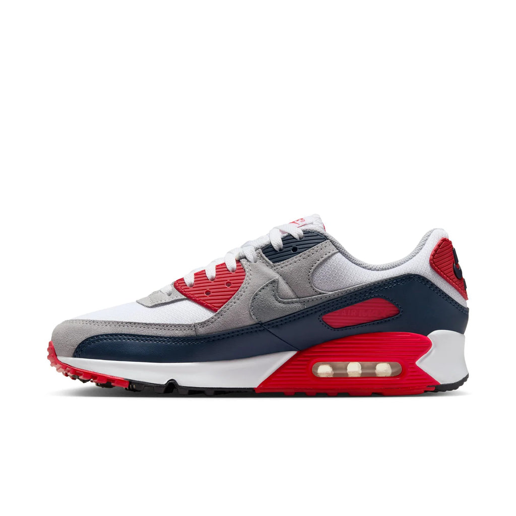 Nike Air Max 90 White Grey Navy and Red Sneakers