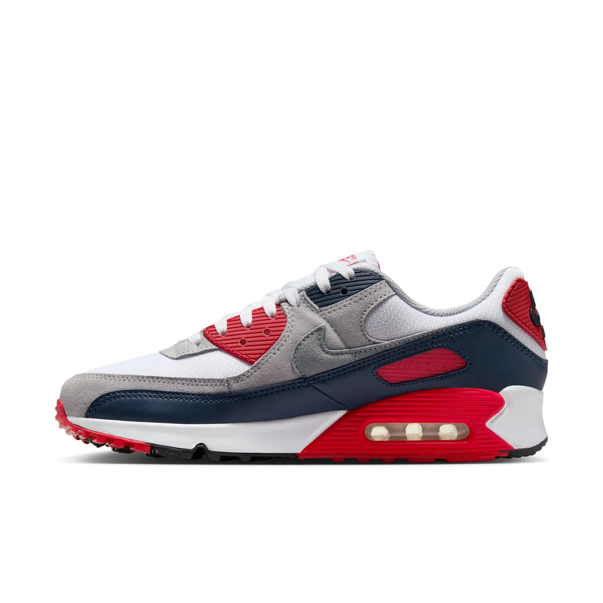Nike Air Max 90 White Grey Navy and Red Sneakers
