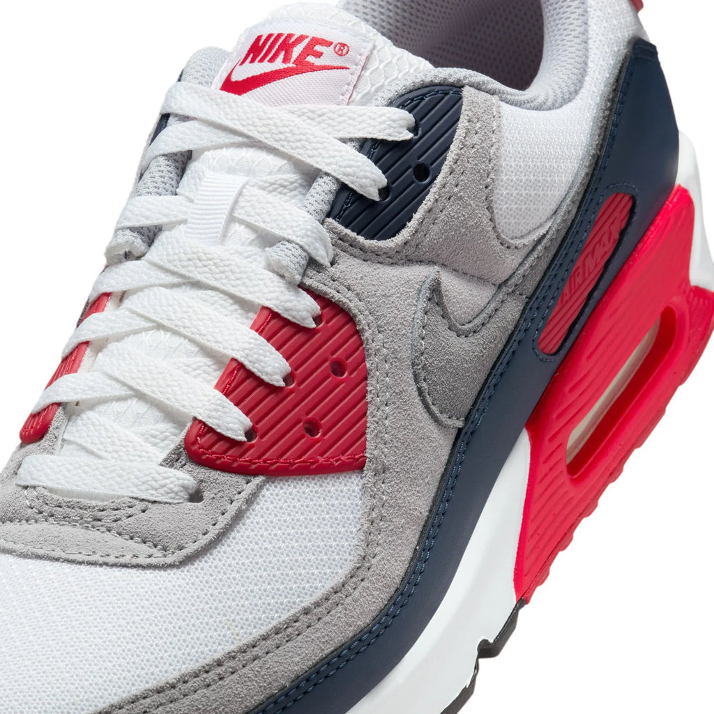 Nike Air Max 90 White Grey Navy and Red Sneakers
