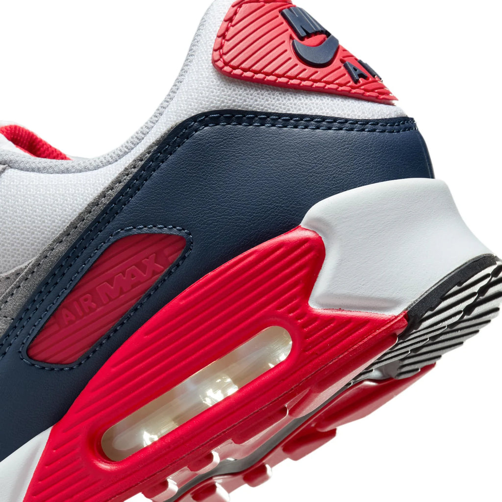 Nike Air Max 90 White Grey Navy and Red Sneakers