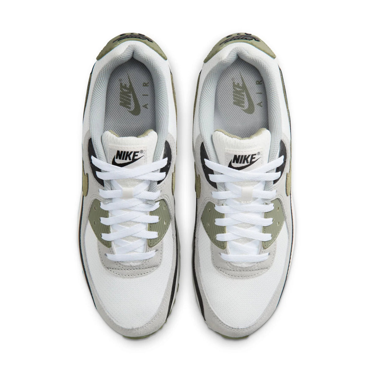 Nike Air Max 90 White Grey and Olive Sneakers