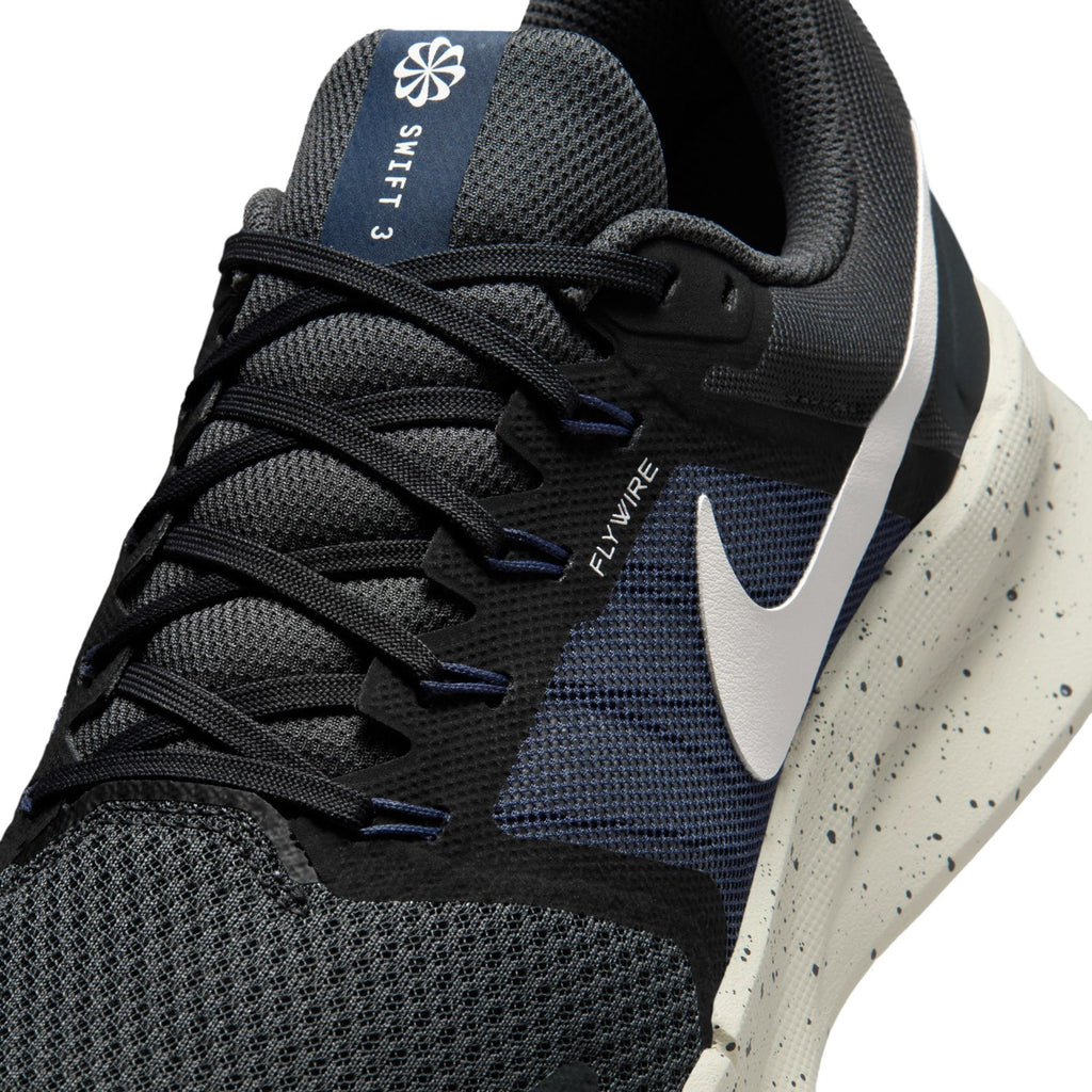 Nike Swift 3 Black Running Shoes with White Swoosh
