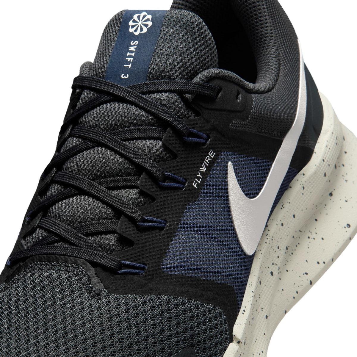Nike Swift 3 Black Running Shoes with White Swoosh