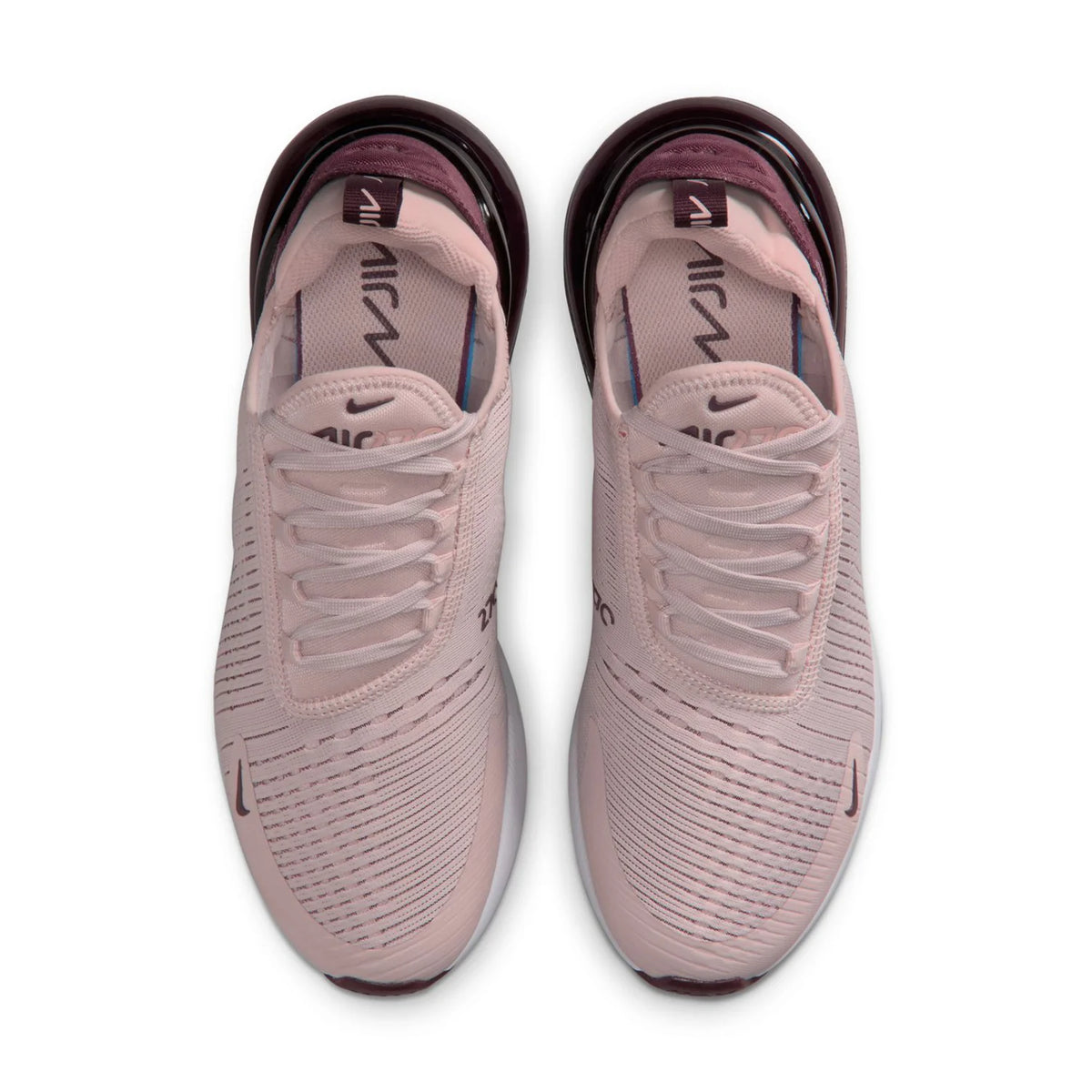 Nike Air Max 270 Light Pink Sneakers with Burgundy Heel