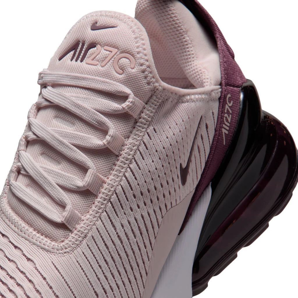Nike Air Max 270 Light Pink Sneakers with Burgundy Heel