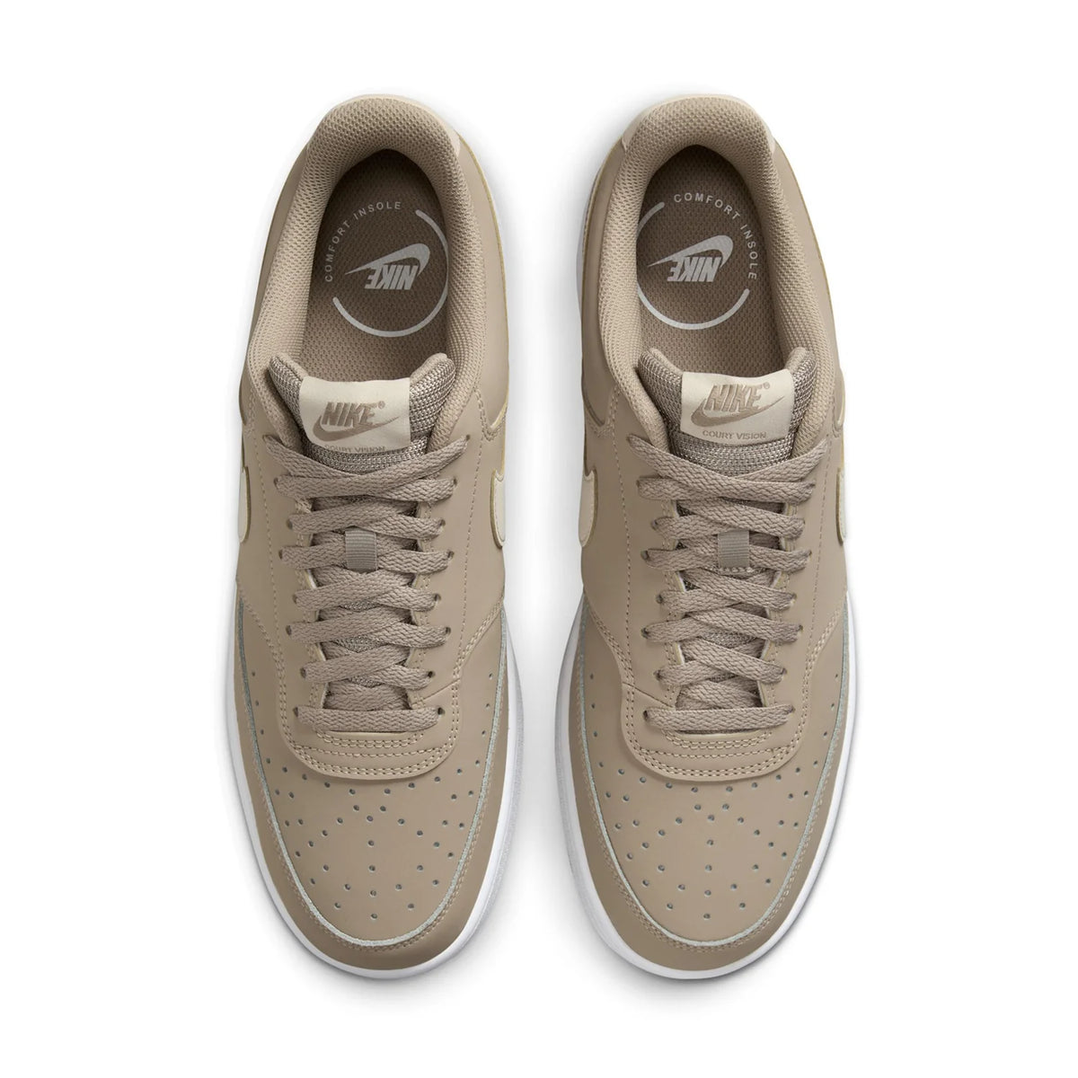 Nike Court Vision Low Beige Sneakers with Cream Swoosh