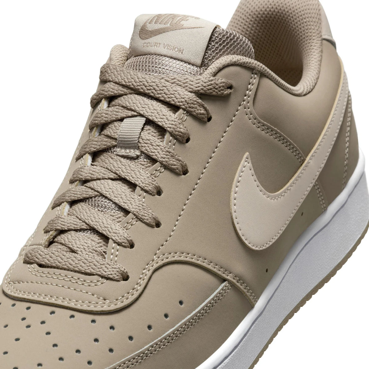 Nike Court Vision Low Beige Sneakers with Cream Swoosh
