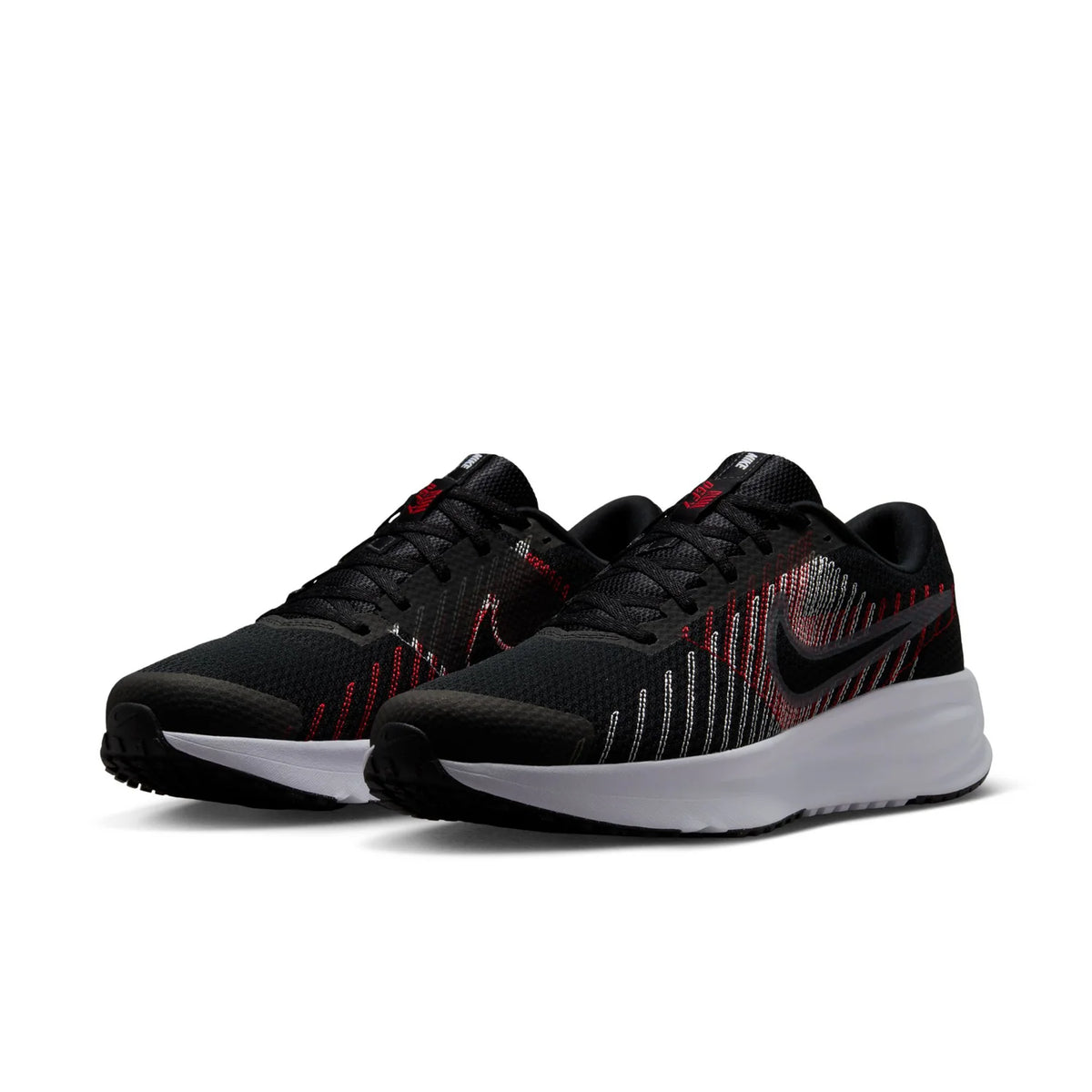 Nike Black Sneakers with Red and White Line Details