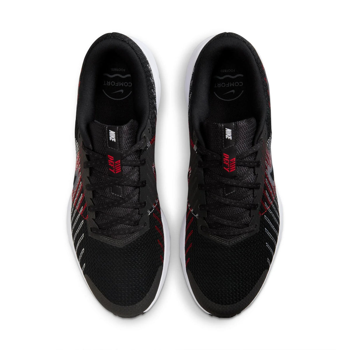 Nike Black Sneakers with Red and White Line Details