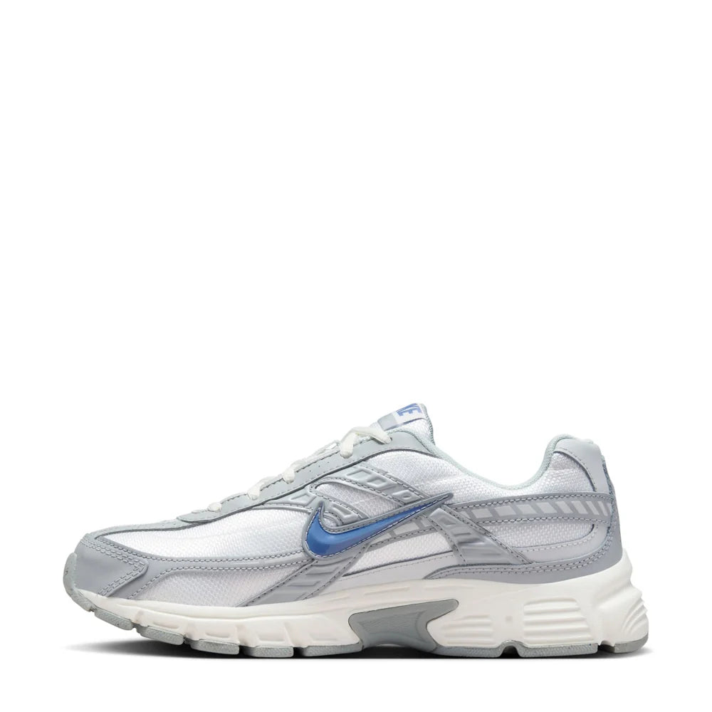 Nike Initiator White and Silver Sneakers with Blue Swoosh