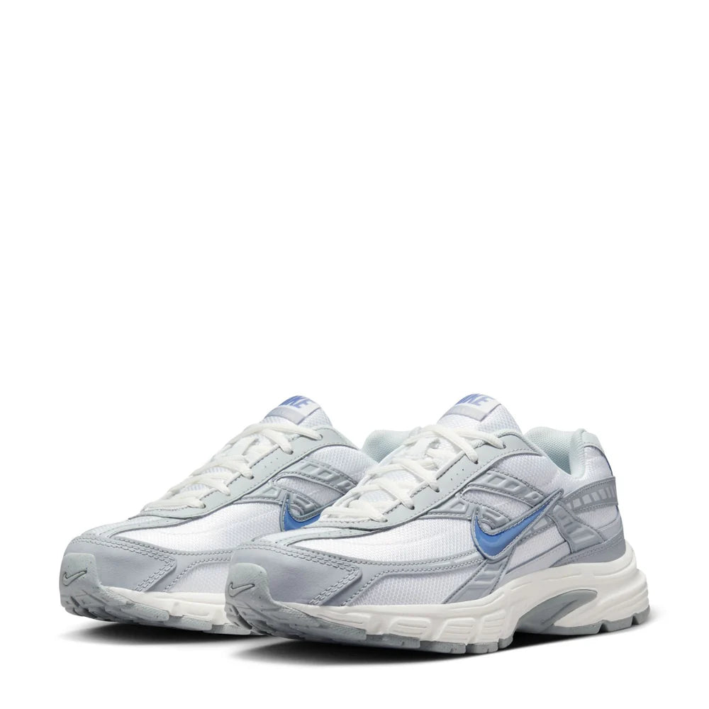 Nike Initiator White and Silver Sneakers with Blue Swoosh