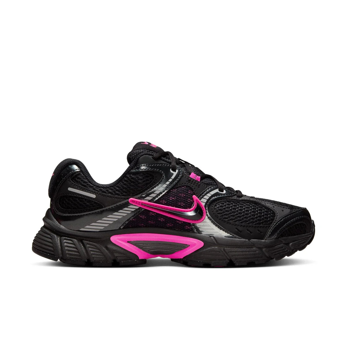 Nike Black Mesh Sneakers with Bright Pink Accents