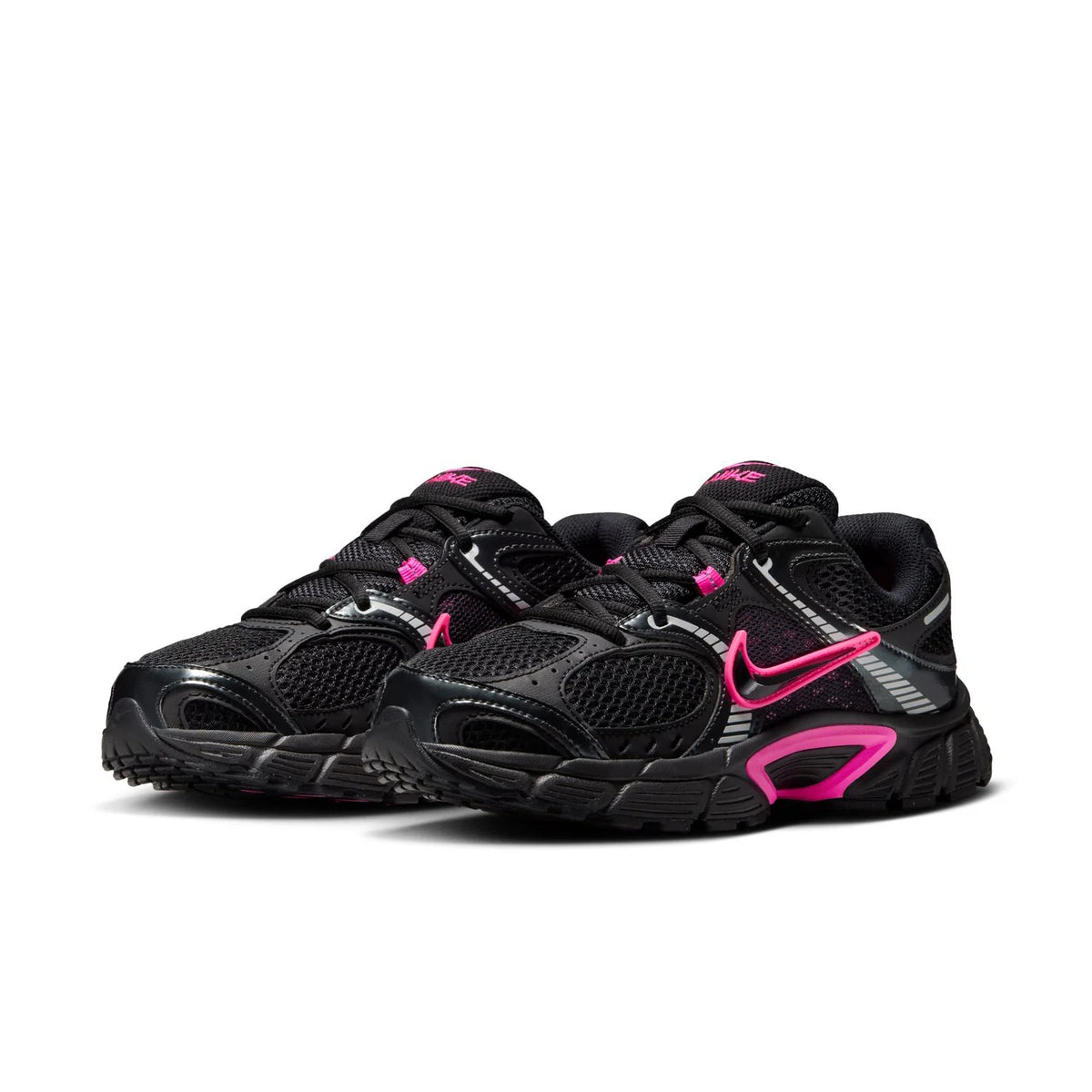 Nike Black Mesh Sneakers with Bright Pink Accents