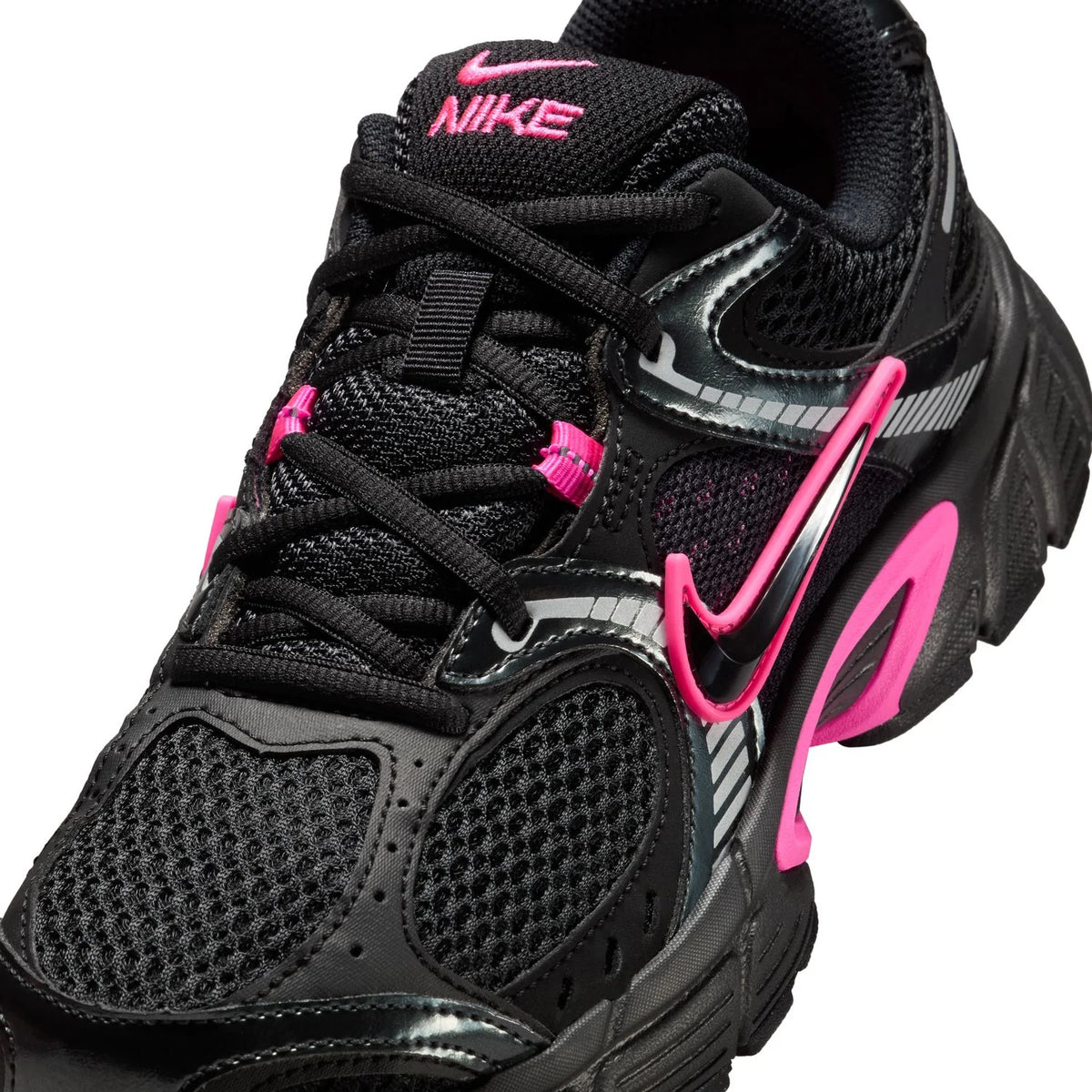 Nike Black Mesh Sneakers with Bright Pink Accents