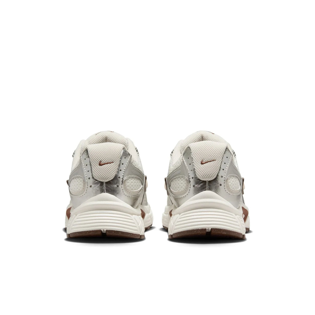 Nike White and Silver Mesh Sneakers with Brown Accents