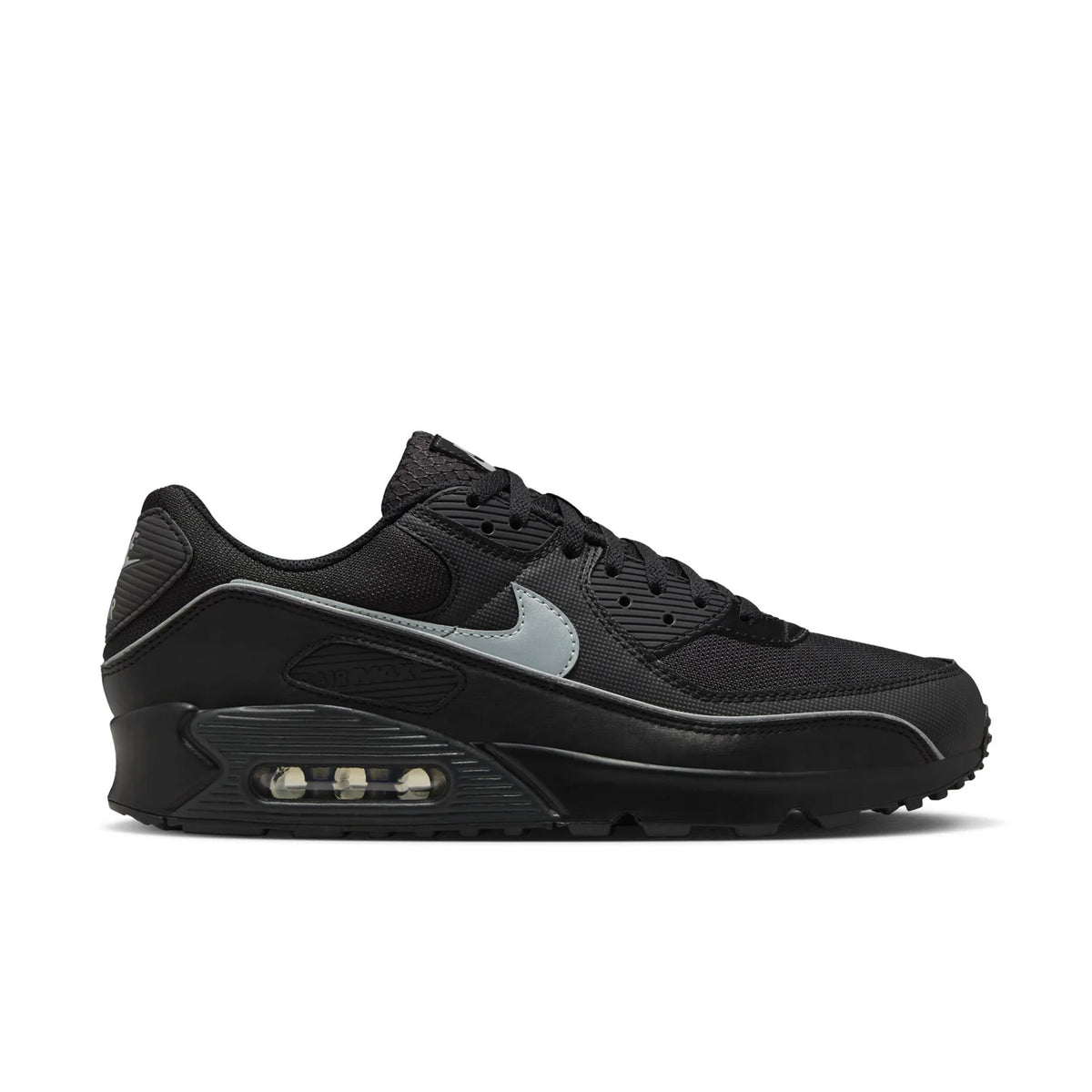 Nike Air Max 90 Black Sneakers with Silver Swoosh