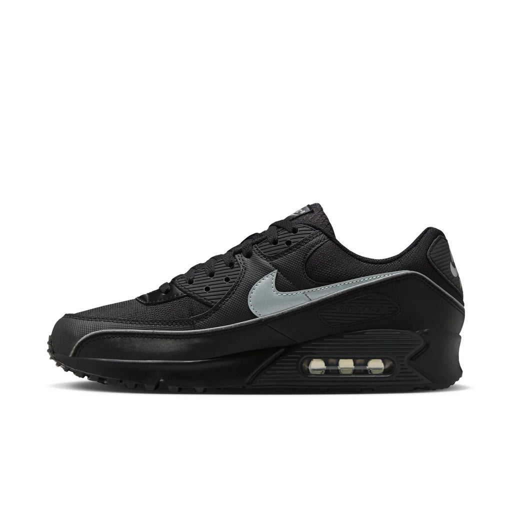 Nike Air Max 90 Black Sneakers with Silver Swoosh