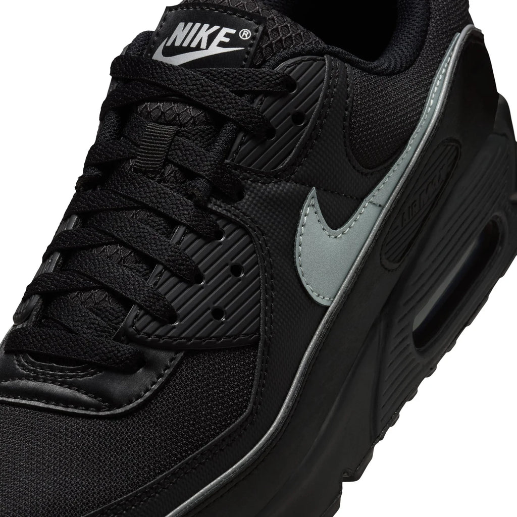 Nike Air Max 90 Black Sneakers with Silver Swoosh